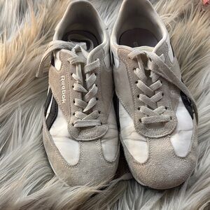 Reebok Classic White and Tan Sneakers